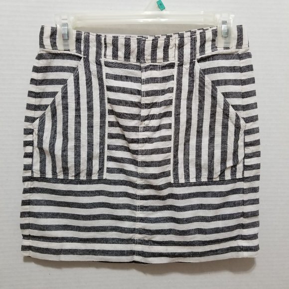 Broadway & Broome skirt 2 Striped Linen pencil railroad stripes pockets mini - Picture 1 of 15
